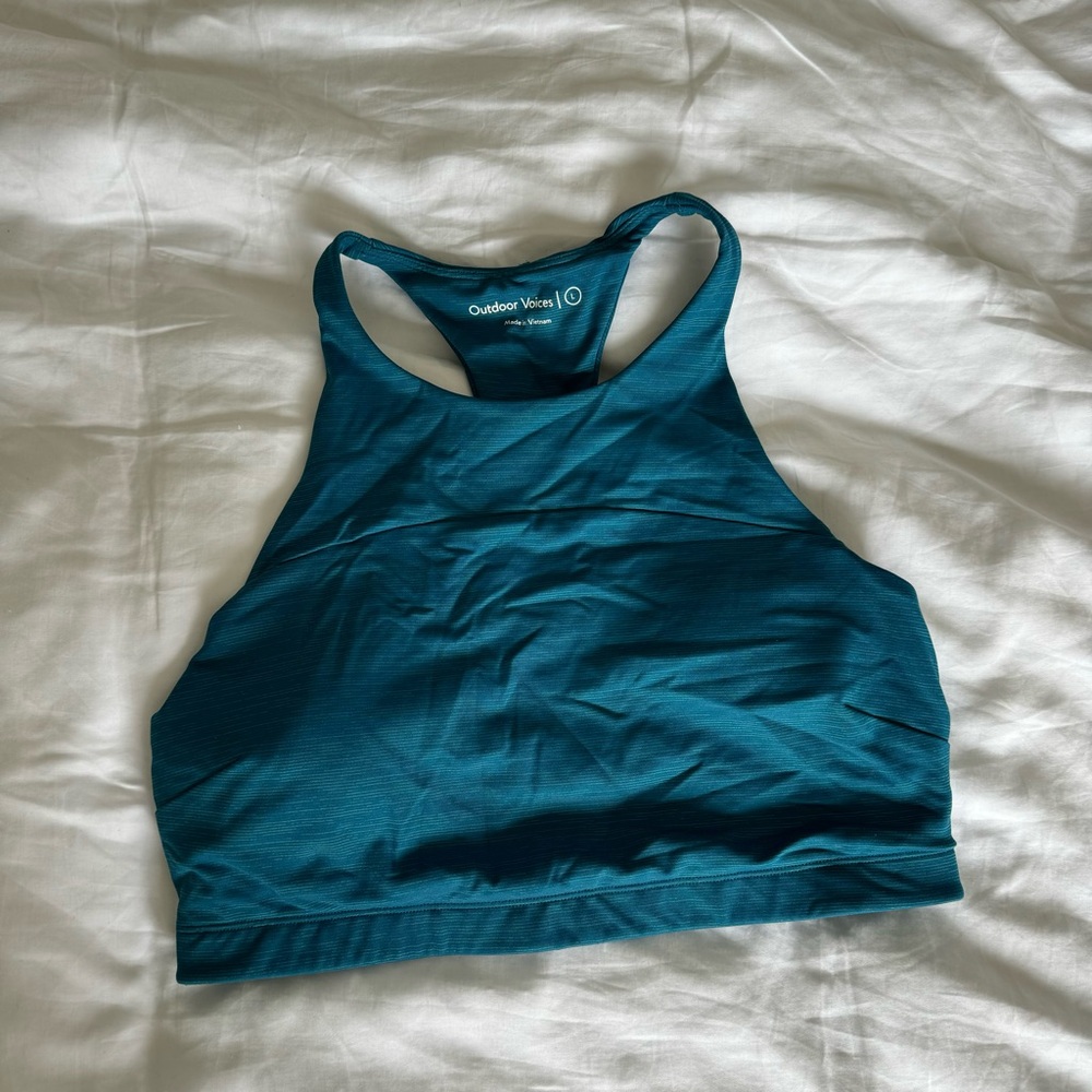 Outdoor Voices Blue Sports Bra Racerback Design